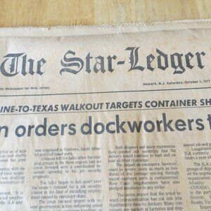 New Jersey Star-Ledger Newspaper, October 1, 1977